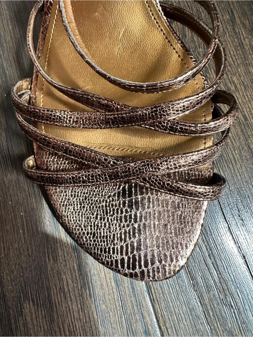 Nina Strappy Metallic Bronze Women's Dress Sandals, Size 8